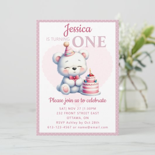 かわいいクマの子どもの誕生日 招待状 (スタンド正面)