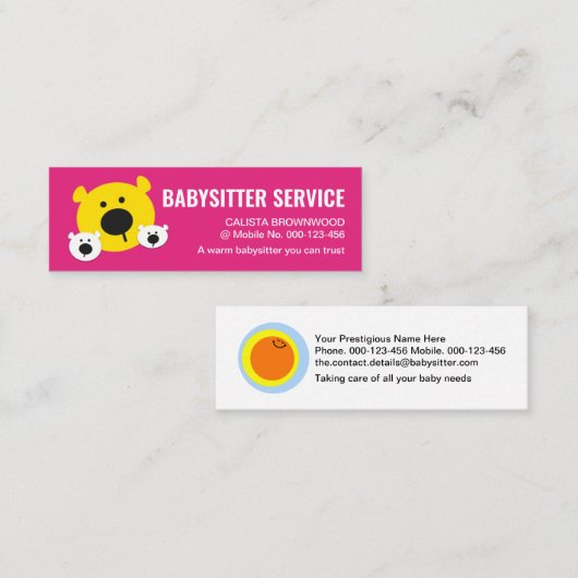 かわいいクマの子守 スキニー名刺 (正面/裏面)