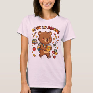 かわいいクマの学校探検バック Tシャツ