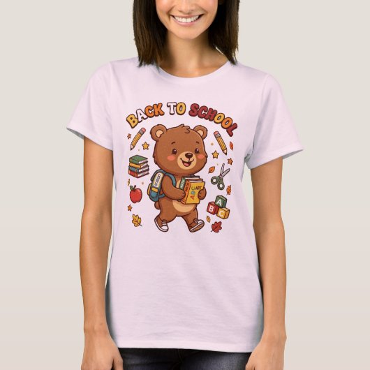 かわいいクマの学校探検バック Tシャツ (正面)