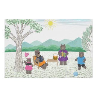 かわいいクマの家族 ポスター