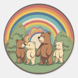 かわいいクマの家族 ラウンドシール