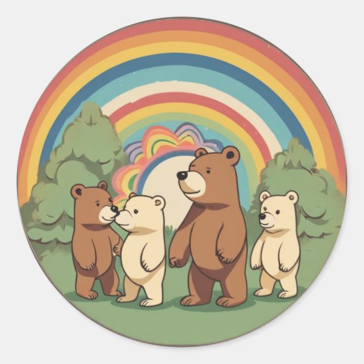 かわいいクマの家族 ラウンドシール (正面)
