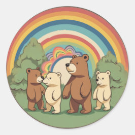 かわいいクマの家族 ラウンドシール