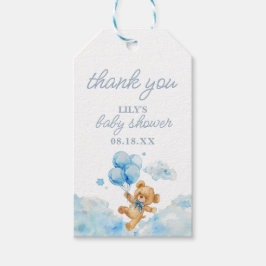 かわいいクマの待ち遠しい青い男の子のベビーシャワープレゼントタグ ギフトタグ