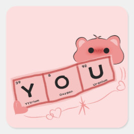 かわいいクマの恋ステッカー スクエアシール