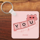 かわいいクマの恋"あなた"パーソナライズされたカップル キーホルダー (正面)