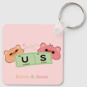 かわいいクマの恋"あなた"パーソナライズされたカップル キーホルダー (裏面)