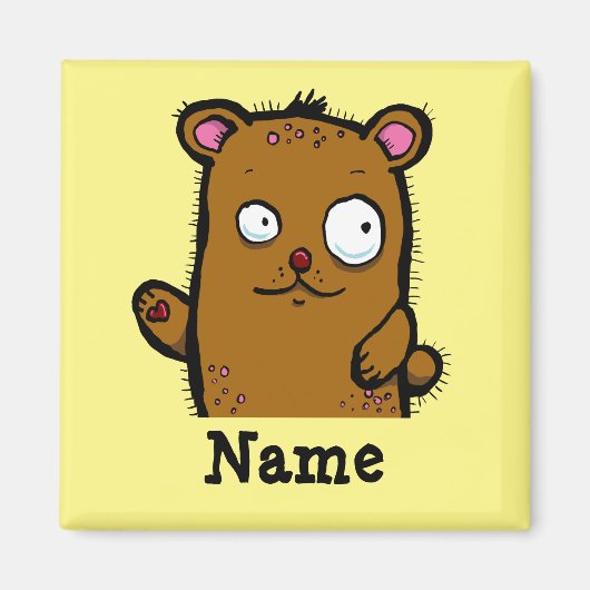 かわいいクマの手を振る マグネット (正面)