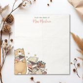 かわいいクマの抱え本を折り畳んだ紙背景 ノートパッド