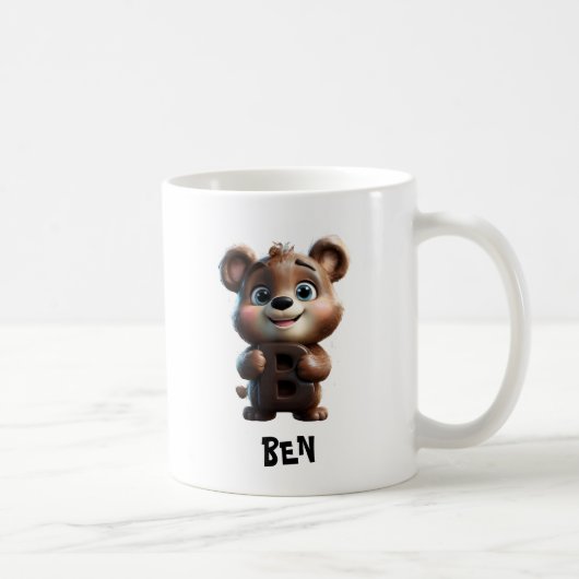 かわいいクマの持ち文字B コーヒーマグカップ (右)