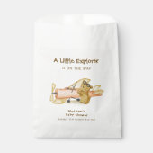 かわいいクマの探検家 世界地図 航空機 赤ちゃんシャワー フェイバーバッグ (正面)