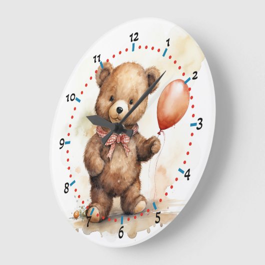 かわいいクマの時計の子供へ部屋 ラージ壁時計 (傾斜)