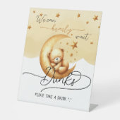 かわいいクマの月の赤ちゃんシャワー飲料 台座サイン (正面)