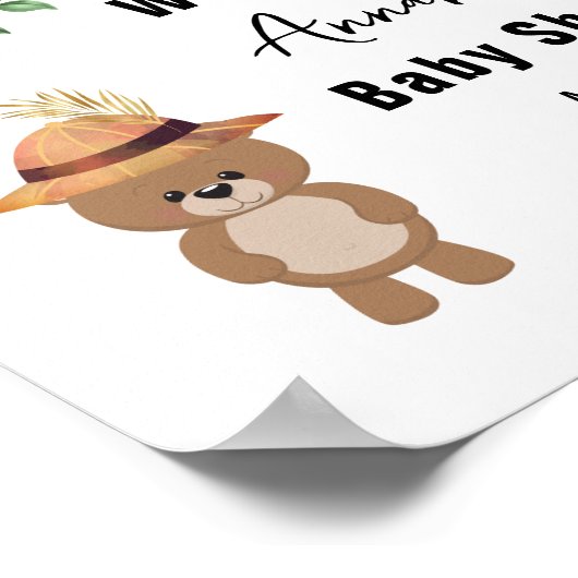 かわいいクマの木の中へようこそ赤ちゃんシャワー ポスター (角)