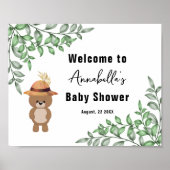 かわいいクマの木の中へようこそ赤ちゃんシャワー ポスター (正面)