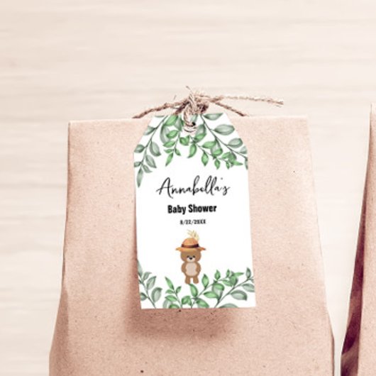 かわいいクマの木の赤ちゃんシャワー ギフトタグ