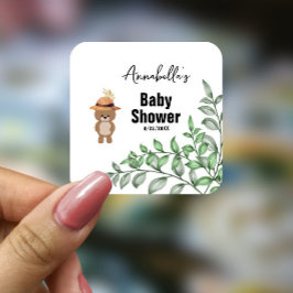 かわいいクマの木の赤ちゃんシャワー スクエアシール