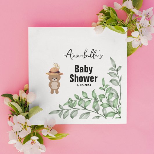 かわいいクマの木の赤ちゃんシャワー スタンダードカクテルナプキン