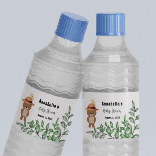 かわいいクマの木の赤ちゃんシャワー ペットボトルラベル
