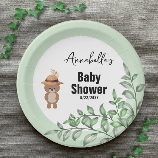 かわいいクマの木の赤ちゃんシャワー ペーパープレート
