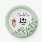 かわいいクマの木の赤ちゃんシャワー ペーパープレート (正面)