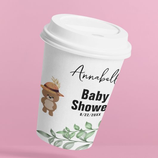 かわいいクマの木の赤ちゃんシャワー 紙コップ