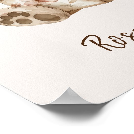 かわいいクマの本を読む 動物の壁アート 幼児室 ポスター (角)