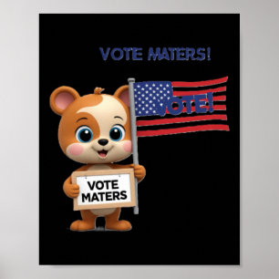 かわいいクマの杖を特集した選挙ポスター ポスター