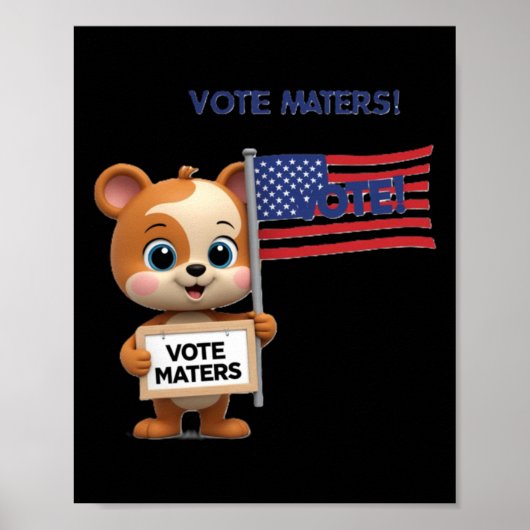 かわいいクマの杖を特集した選挙ポスター ポスター (正面)
