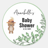 かわいいクマの森のベビーシャワー ラウンドシール (正面)