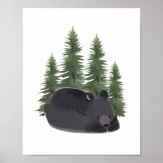 かわいいクマの森の動物の壁アートルームデコール ポスター (正面)