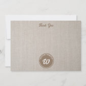 かわいいクマの模様イニシャルモノグラム サンキューカード (正面)