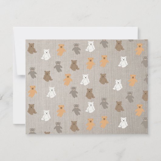 かわいいクマの模様イニシャルモノグラム ノートカード (裏面)