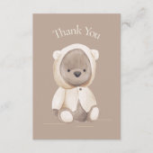 かわいいクマの水の色の茶色の赤ちゃんシャワーありがとう サンキューカード (正面)