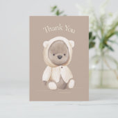 かわいいクマの水の色の茶色の赤ちゃんシャワーありがとう サンキューカード (スタンド正面)