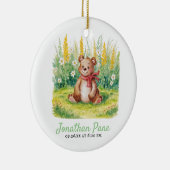 かわいいクマの水の色bearly待ち赤ちゃんシャワー セラミックオーナメント (右)