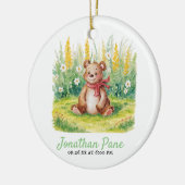 かわいいクマの水の色bearly待ち赤ちゃんシャワー セラミックオーナメント (左)