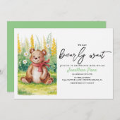 かわいいクマの水の色bearly待ち赤ちゃんシャワー 招待状 (正面/裏面)