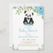 かわいいクマの水彩青い男の子ベビーシャワー 招待状 (正面)