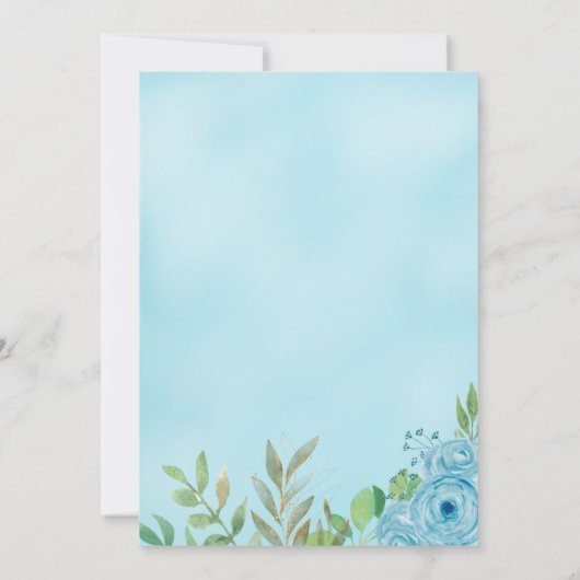 かわいいクマの水彩青い男の子ベビーシャワー 招待状 (裏面)