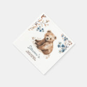 かわいいクマの水色の少年の赤ちゃんシャワーの招待 スタンダードカクテルナプキン (角)