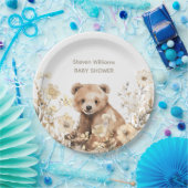 かわいいクマの水色の少年の赤ちゃんシャワーの招待 ペーパープレート (パーティー)