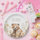 かわいいクマの水色の少年の赤ちゃんシャワーの招待 ペーパープレート (パーティー)