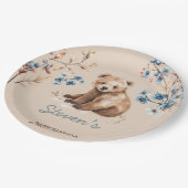 かわいいクマの水色の少年の赤ちゃんシャワーの招待 ペーパープレート (アングル)