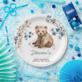 かわいいクマの水色の少年の赤ちゃんシャワーの招待 ペーパープレート (パーティー)