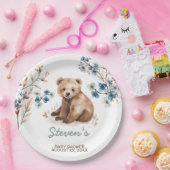 かわいいクマの水色の少年の赤ちゃんシャワーの招待 ペーパープレート (パーティー)