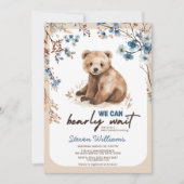 かわいいクマの水色の少年の赤ちゃんシャワーの招待 招待状 (正面)