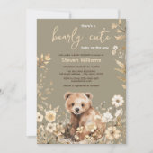 かわいいクマの水色の少年の赤ちゃんシャワーの招待 招待状 (正面)