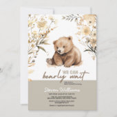 かわいいクマの水色の少年の赤ちゃんシャワーの招待 招待状 (正面)